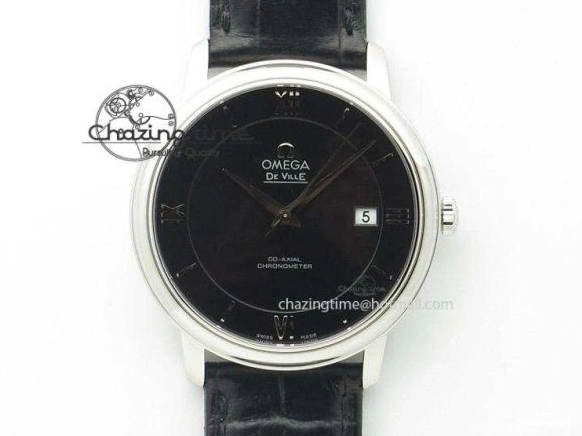 0128 QuickDry De Ville Chronograph RG OMF 1:1 Best Edition Blue Dial On Blue Leather Strap A 8107